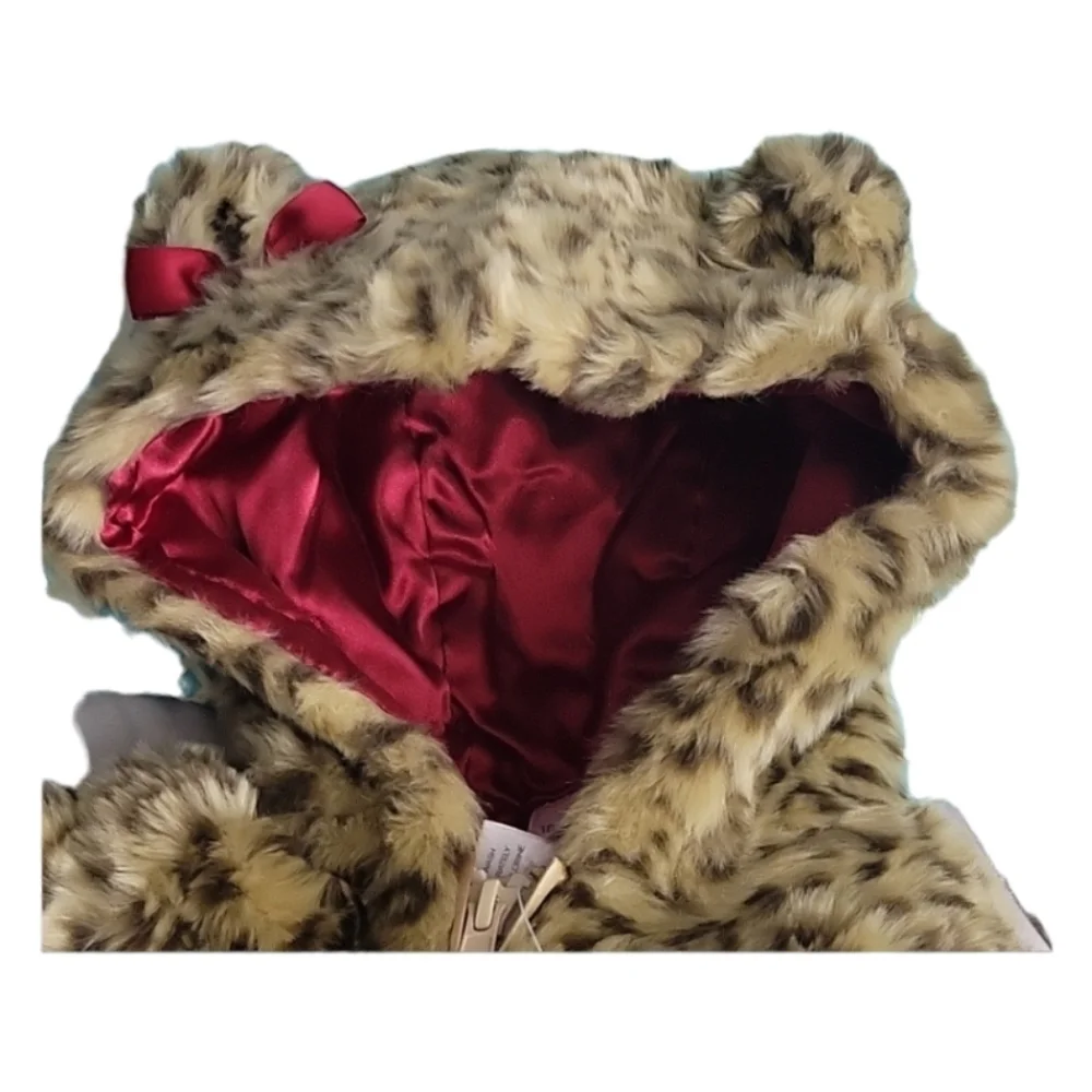 NWT Gymboree Baby Girl Faux Fur Leopard Coat with Ears Size 18 Month-24 Months